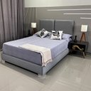 Ver imagem 4 de Cama Reforçada com Cabeceira Módena Linho Cinza Rbl Queen 1,95 X 2,05