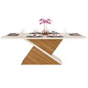 Ver imagem 5 de Mesa de Sala Jantar Zafira + Tampo Madeirado Vidro Curvo 200x100cm Demolição Freijó/Off White - DJ M