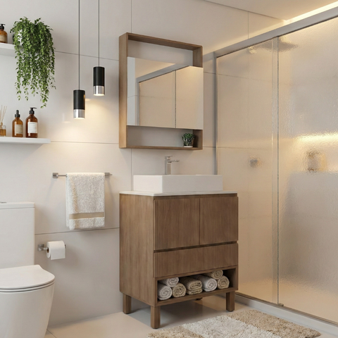 Conjunto Gabinete de Banheiro Royale com Pés 60cm