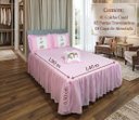 Ver imagem 4 de Kit 4 Pçs Colcha Casal Padrão Sofi Estampa Digital com Babados:Rosa