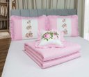 Ver imagem 5 de Kit 4 Pçs Colcha Casal Padrão Sofi Estampa Digital com Babados:Rosa