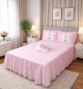 Ver imagem 2 de Kit 4 Pçs Colcha Casal Padrão Sofi Estampa Digital com Babados:Rosa