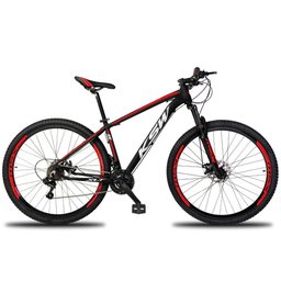 Bicicleta Aro 29 Ksw 1x9v Shimano Hidráulico Trava K7 11-40 - Preto-vermelho e Branco - 17" - 1