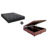 Cama Box Baú King 193 Bipartido Tecido Sintético Marrom com Colchão Lisboa Espuma D28 Preto - 1