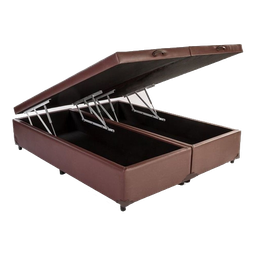 Cama Box Baú King 193 Bipartido Tecido Sintético Marrom com Colchão Lisboa Espuma D28 Preto - 4