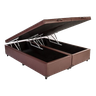 Cama Box Baú King 193 Bipartido Tecido Sintético Marrom com Colchão Lisboa Espuma D28 Preto - 4