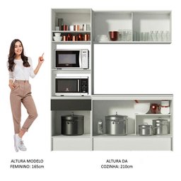Armário de Cozinha Compacta 180cm Branco/Preto Diamante Madesa 86 - 6
