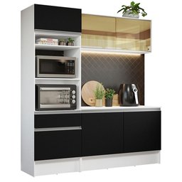 Armário de Cozinha Compacta 180cm Branco/Preto Diamante Madesa 86 - 3