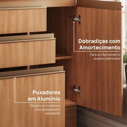 Balcão 1 Porta 3 Gavetões 120cm com Tampo Aroeira CabeCasa MadeiraOriginals - 7