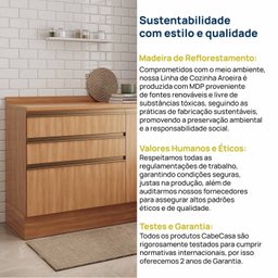 Balcão 1 Porta 3 Gavetões 120cm com Tampo Aroeira CabeCasa MadeiraOriginals - 10