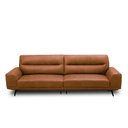 Ver imagem 2 de Sofá Decorativo Ashton 3 Lugares Sala de Estar 236cm Pés em Aço Couro Conhaque G88 - Gran Belo