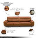 Ver imagem 3 de Sofá Decorativo Ashton 3 Lugares Sala de Estar 236cm Pés em Aço Couro Conhaque G88 - Gran Belo