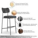 Ver imagem 6 de Kit 3 Banquetas Baixa Sala de Jantar Lisa Pés Preto PU Preto m² - Monari Design
