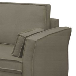 Sofá Living 3 Lugares 200cm Pés Madeira Efraim F05 Veludo Castor - Mpozenato - 3