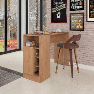 Bancada Gourmet para Cozinha Americana com 1 Porta 136 x 92 Cm Nicho Adega MDP Canelato - ClickLar