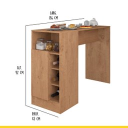 Bancada Gourmet para Cozinha Americana com 1 Porta 136 x 92 Cm Nicho Adega MDP Canelato - ClickLar - 3