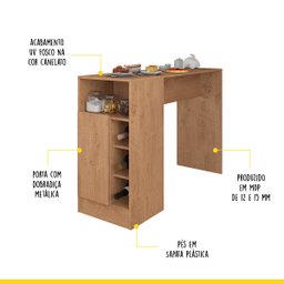 Bancada Gourmet para Cozinha Americana com 1 Porta 136 x 92 Cm Nicho Adega MDP Canelato - ClickLar - 2