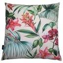 Ver imagem 4 de Kit 4 Capas de Almofada Impermeável Estampa Digital 100% Algodão Flores Salmão Verde Riscado 43cmx43