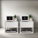 Ver imagem 1 de Kit 2 Mesas de Cabeceira Suspensa Mudo 30cm com Gaveta Superior e Nicho Mdf 15mm Branco