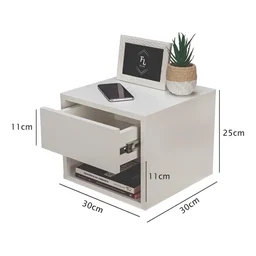 Kit 2 Mesas de Cabeceira Suspensa Mudo 30cm com Gaveta Superior e Nicho Mdf 15mm Branco - 3