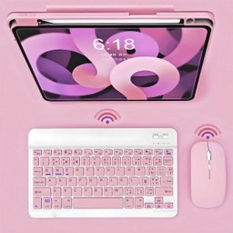 Teclado sem Fio Bluetooth Recarregável com Mouse - Rosa - 5