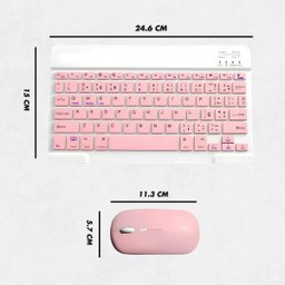 Teclado sem Fio Bluetooth Recarregável com Mouse - Rosa - 6