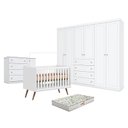 Ver imagem 1 de Quarto de Bebê Americano 6 Portas Com berço Americano Q Encanto 3820 Retrô Branco Acetinado - Qmovi