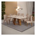 Ver imagem 1 de Mesa de Jantar Kiara Freijó Off White com 6 Cadeiras Yasmin Freijó Veludo Kraft - Dj Móveis
