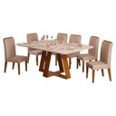 Ver imagem 2 de Mesa de Jantar Kiara Freijó Off White com 6 Cadeiras Yasmin Freijó Veludo Kraft - Dj Móveis