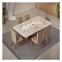 Ver imagem 5 de Mesa de Jantar Kiara Freijó Off White com 6 Cadeiras Yasmin Freijó Veludo Kraft - Dj Móveis