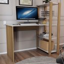 Ver imagem 4 de Mesa Escrivaninha Home Office 3 Prateleiras Off White/carvalho - Panorama Móveis