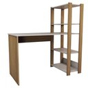 Ver imagem 1 de Mesa Escrivaninha Home Office 3 Prateleiras Off White/carvalho - Panorama Móveis