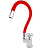 Torneira de Cozinha Mesa com Bica Flexível Silicone e Inox Vermelha Saída Lateral 1/4 de Volta C52 - 1