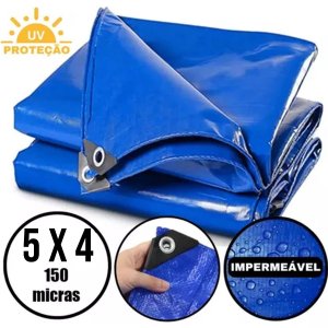 Lona Plástica 150 Micras 5x4 Construção Camping Proteção Uv