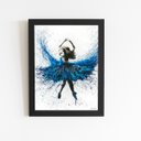 Ver imagem 1 de Mulher Vestido Azul Arte Quadro Moldura Preta 60x40cm