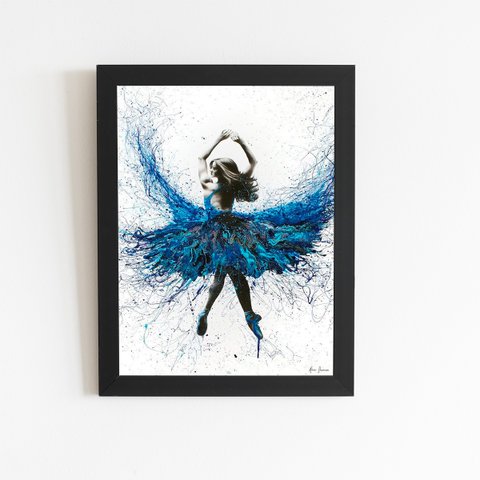 Mulher Vestido Azul Arte Quadro Moldura Preta 60x40cm