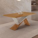 Ver imagem 1 de Mesa de Jantar Yasmin 180cm Tampo Mdf Canto Copo Moderna Mobília