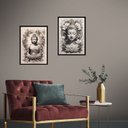 Ver imagem 1 de Kit 2 Quadros Budas Tons de Cinza 24x18cm - com Vidro:madeira Branca