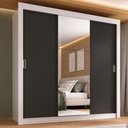 Ver imagem 1 de Guarda-roupa Casal Multimóveis Barcelona 3 Portas de Correr com Espelho Cr35402 Branco/preto