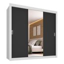 Ver imagem 2 de Guarda-roupa Casal Multimóveis Barcelona 3 Portas de Correr com Espelho Cr35402 Branco/preto
