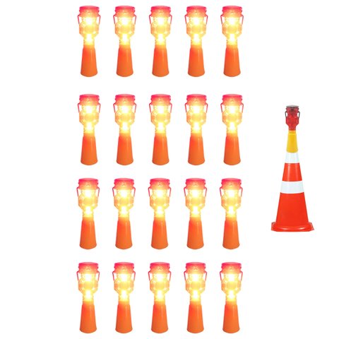 Sinalizador Solar Viario Kit 20 Uni Cone Obra Luz Led Sinalizaçao Automatica Segurança Estrada Rodov