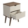 Mesa de Cabeceira para Quarto 2 Gavetas Decore Madri Retrô Pés Palito:off White/canela - 3