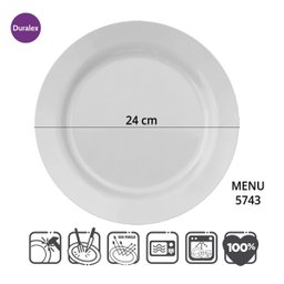 Jogo de 6 Pratos Rasos Conjunto Duralex Grande Brancos Opaline Menu Nadir Figueiredo em Vidro Temper - 6