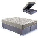 Ver imagem 1 de Base Box Baú Bipartido Casal 138x188 Suede Cinza com Colchão Ecoline D40 Espuma