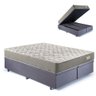 Base Box Baú Bipartido Casal 138x188 Suede Cinza com Colchão Ecoline D40 Espuma - 1