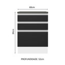 Ver imagem 3 de Balcão 100% Mdf 60 Cm 3 Gavetas Branco/preto