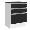 Ver imagem 1 de Balcão 100% Mdf 60 Cm 3 Gavetas Branco/preto
