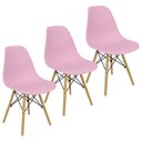 Ver imagem 3 de Kit 3 Cadeiras Charles Eames Eiffel Wood Design - Rosa
