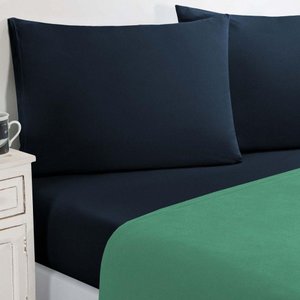 Jogo de Cama Malha Lençol 100% Algodão Gran Moratta 4 Peças King - Verde Jade-azul Marinho