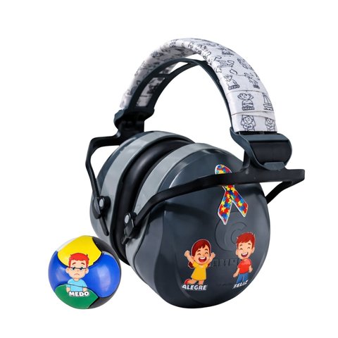 Abafador de Ruido 26 Db Cinza com Arco para Colorir Minhas Emoções + Quebra-cabeça Bola